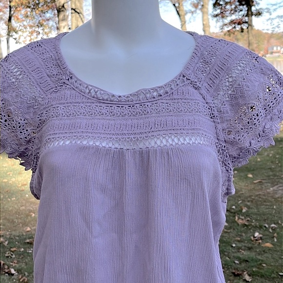 Maurices lilac lace boho blouse L-XL - Picture 3 of 12